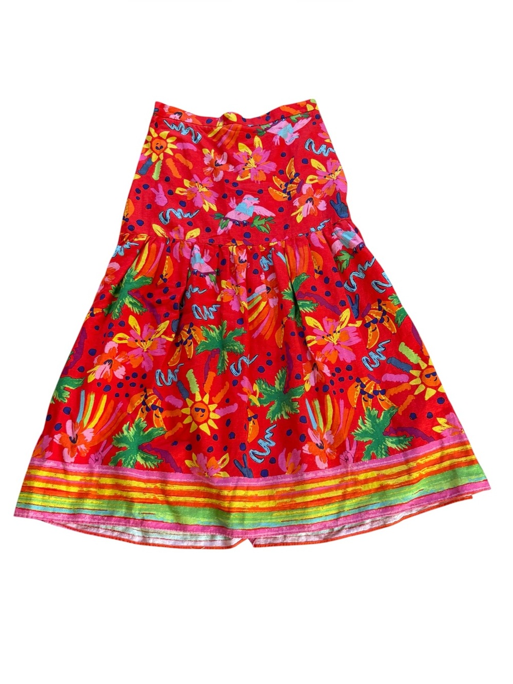 Maison D Amelie Colorful Midi Maxi Skirt Tropical Vacation Womens Size Medium